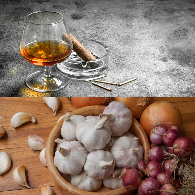 Hôi miệng: Nguyên nhân, đối tượng nguy cơ và cách phòng ngừa 4 Hành tỏi, rượu bia và thuốc lá là những thực phẩm có mùi gây hôi miệng