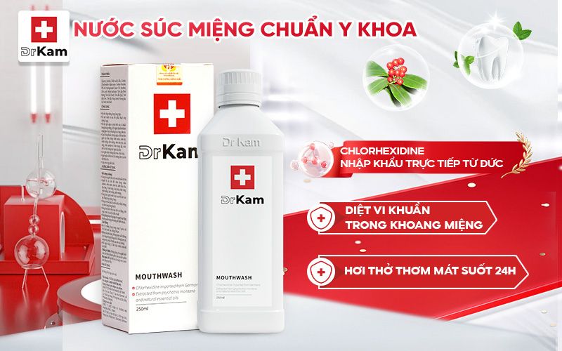 Khám phá cách chữa viêm họng mủ trắng tại nhà hiệu quả 5 Sử dụng nước súc miệng chuẩn y khoa DrKam hàng ngày