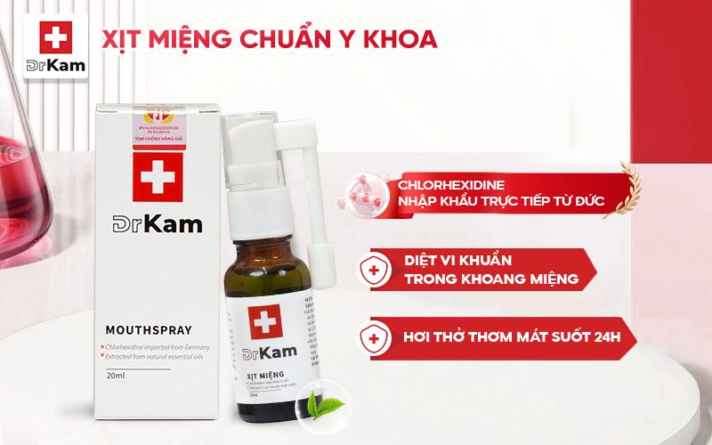 Viêm họng nặng và những nguy cơ đối với sức khỏe 4 Sử dụng xịt miệng chuẩn y khoa DrKam