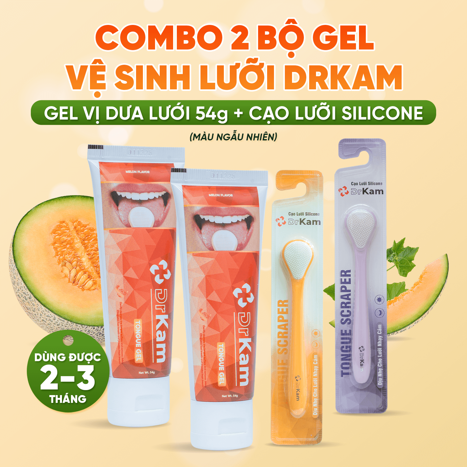 2 Bộ gel cạo lưỡi sinh học DrKam vị dưa lưới 54g 1 2 Bộ gel cạo lưỡi sinh học DrKam vị dưa lưới 54g