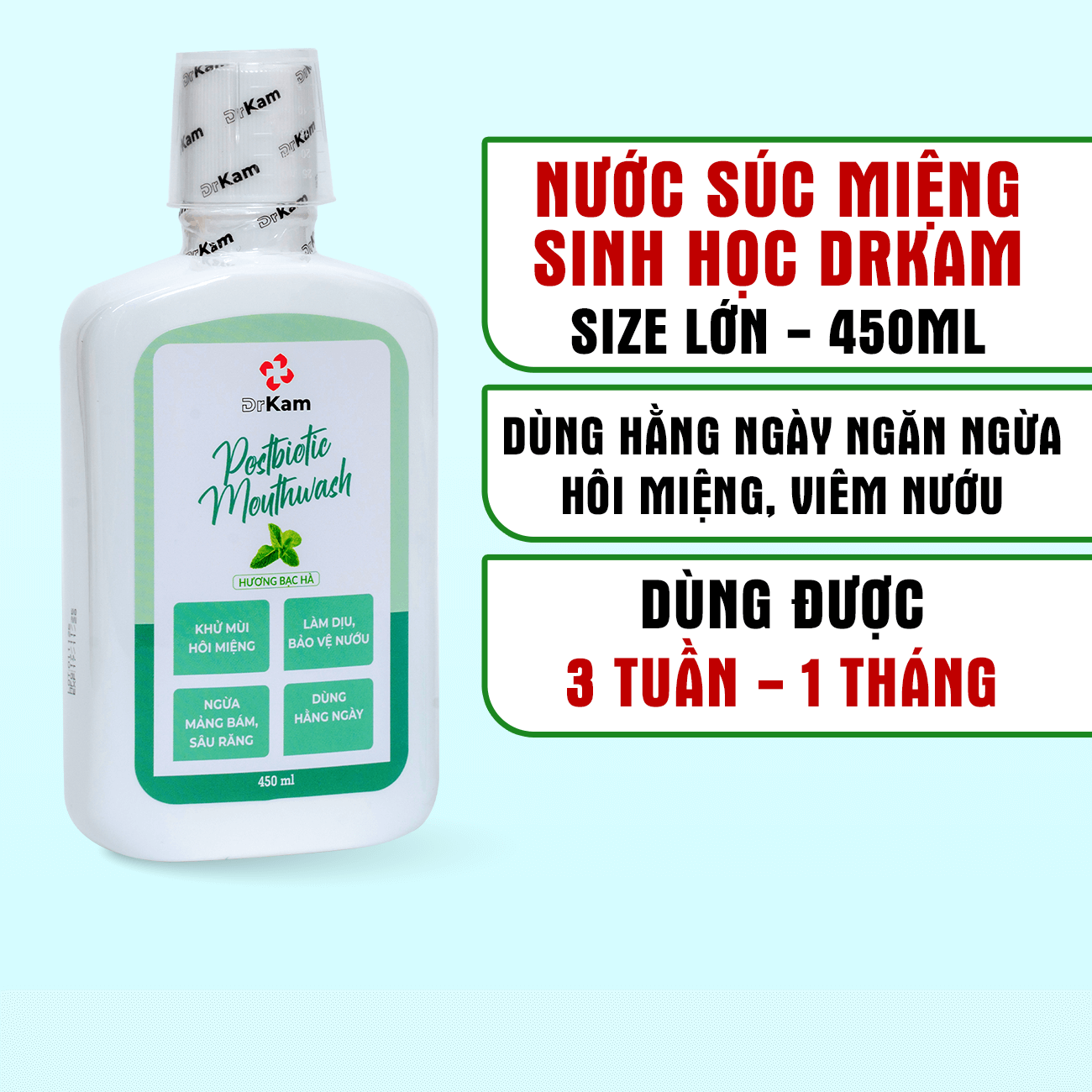 Nước súc miệng DrKam Postbiotic 450ml 1 Nước súc miệng DrKam Postbiotic 450ml