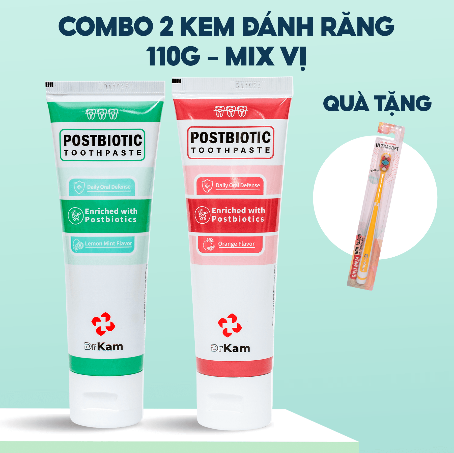 Combo 2 Kem Đánh Răng Sinh Học DrKam Postbiotic 110G 1 Combo 2 Kem Đánh Răng Sinh Học DrKam Postbiotic 110G